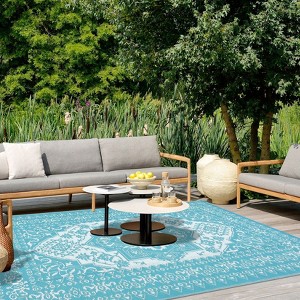 Outdoor Rugs, Reversible Waterproof Patio Rug, Plastic Straw Rug Sun-Resistant RV Mat, Portable Indoor Outdoor Vintage Area Rugs Carpet for Camping - 1 of 4