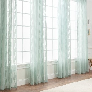 Chanasya 2pk Waves Voile Sheer Window Curtain Panels - Set of 2 - 1 of 4