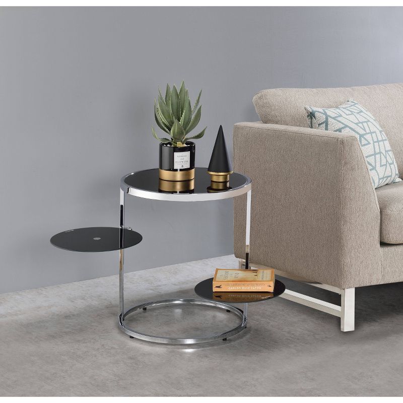 Lynch Side Table Black/Chrome - Acme Furniture, 3 of 7