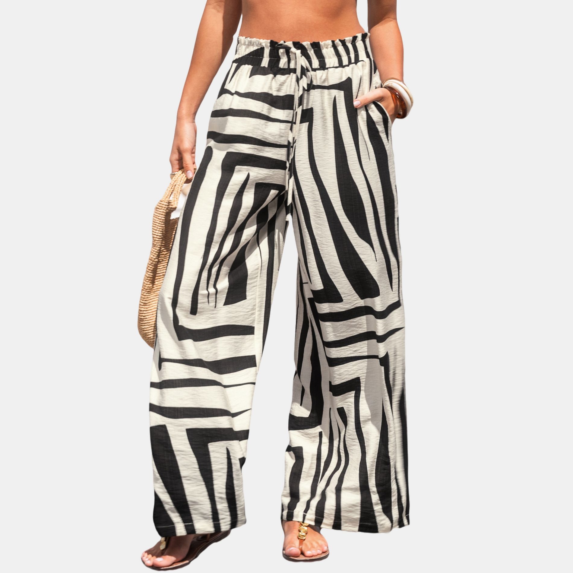 Women's High Frequency Abstract Cover Up Pants - Cupshe-M-Multicolored