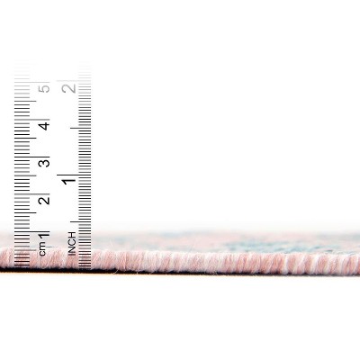 Pink and Aqua Rectangular Outdoor Synthetic Rug