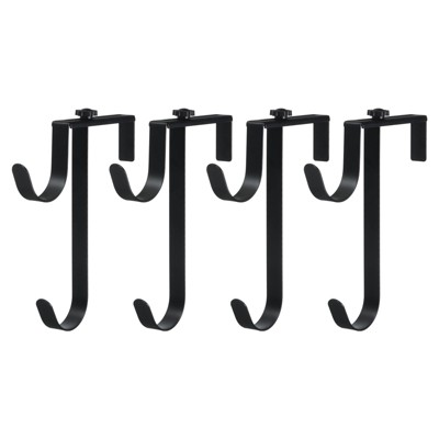Unique Bargains Hanging Pool Equipment Adjustable Double Fence Hooks Pool Pole Hanger 4 Pcs
