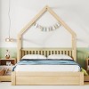 1pc Queen Platform Bed Frame, Solid Wood with Storage Drawers, Guardrail House Style for Kids or Teens Bedroom - Baofuwish - 3 of 4
