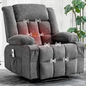 RONSHIN Massage Recliner Chair with Vibration&Lumbar Heat|Oversized Ergonomic Power Recliner with Remote|Gray Electric Lounge Chair with Cup Holder - 1 of 4
