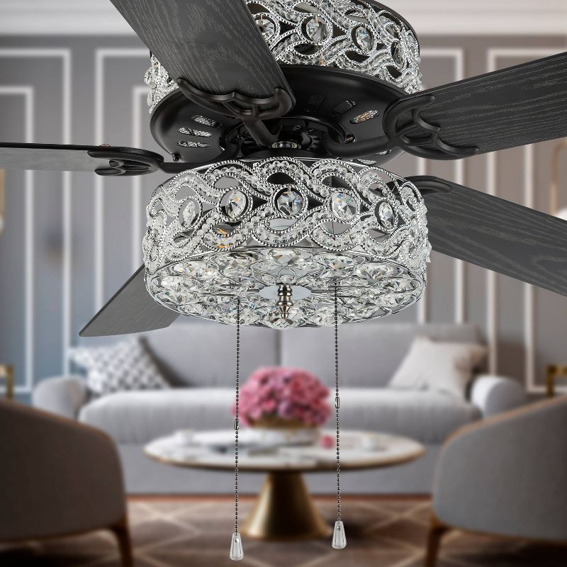 52&#34; LED 5-Blade Olivia Double Beaded Braid Wedding Band Lighted Ceiling Fan - River of Goods, 5 of 20