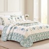 Collections Etc Embroidered Carnation Design Quilted Bedspread - 2 of 4