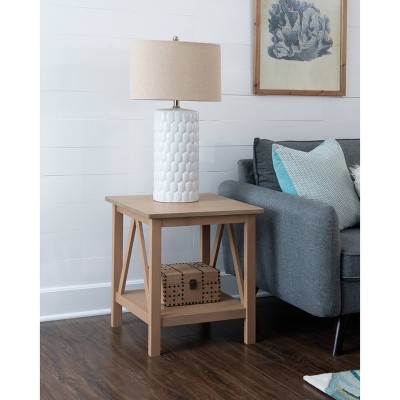 Rustic Driftwood Square Wood End Table with Spacious Shelf