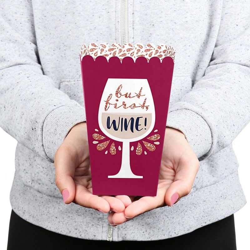 Big Dot of Happiness But First, Wine - Wine Tasting Party Favor Popcorn Treat Boxes - Set of 12, 4 of 5