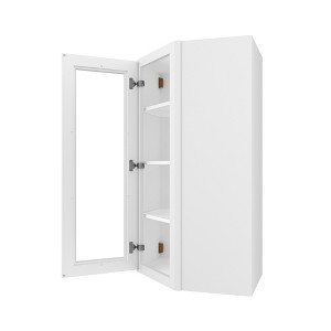 HOMLUX Easy-DIY Royal White Ready to Assemble Diagonal Corner Kitchen Cabinet Glass NOT included - 1 of 3