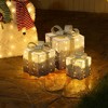 LuxenHome 3-Piece Pre-Lit White Crackle Gift Box Set with Timer White, Gold - 3 of 4