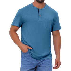 INSPIRE CHIC Men's Casual Summer Short Sleeves Button Basic Henley T-Shirts - 1 of 4