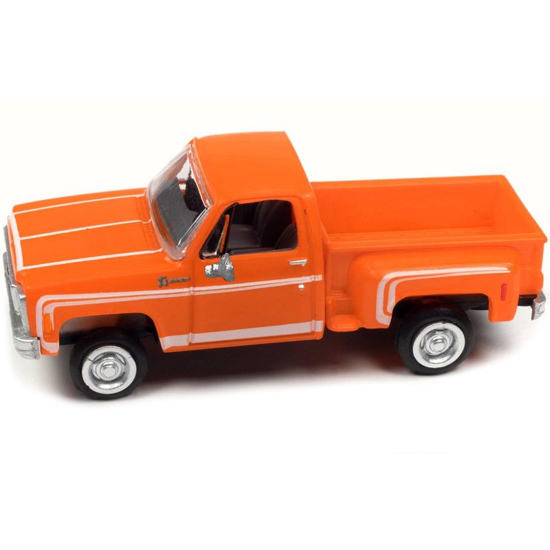 1976 Chevrolet Stepside Pickup Truck Tangier Orange with White Stripes 1/87 (HO) Scale Model Car by Classic Metal Works, 2 of 4
