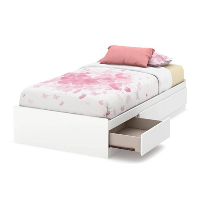 Twin Callesto Mates Bed with 3 Drawers   Pure White  - South Shore