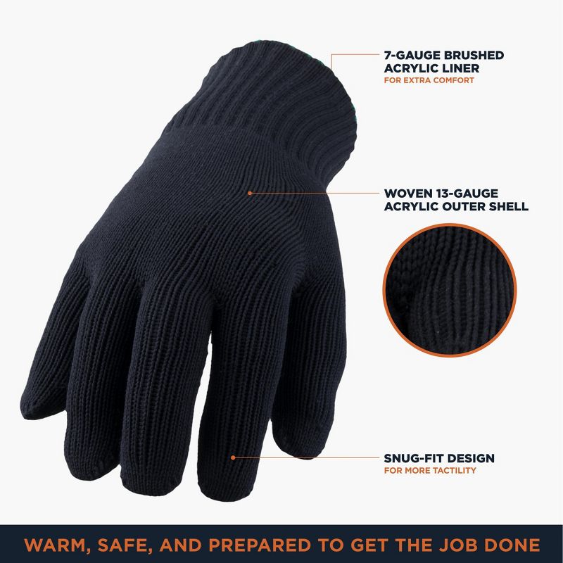 RefrigiWear Warm Dual Layer Knit Gloves with Soft Built-In Liner (12 Pairs), 3 of 7