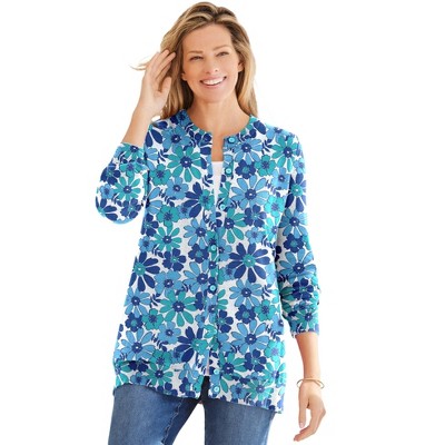 Woman Within Plus Size Perfect Long-Sleeve Cardigan