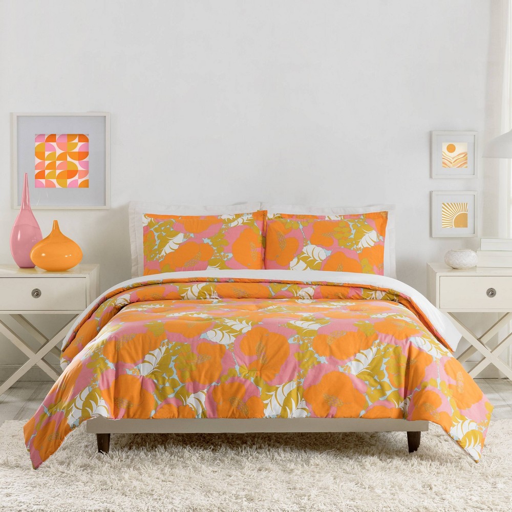 Photos - Bed Linen Trina Turk 3pc Full/Queen Summer Floral Comforter Bedding Set: Cotton Weav