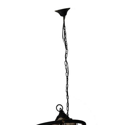 Large White Beaded 4-Light Chandelier with Iron Frame
