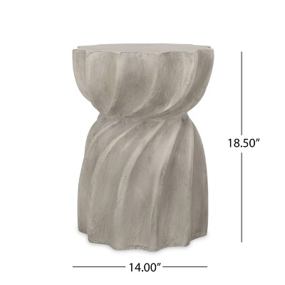 Gray Lightweight Concrete Outdoor Accent Side Table