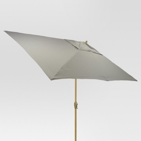 10 X 6 Rectangular Patio Umbrella Duraseason Fabric Gray Light Wood Pole Threshold Target