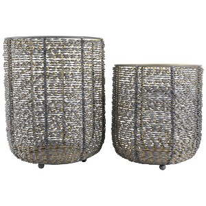 Northlight Twisted Iron Pillar Candle Holders - 10.25" - Gray and Gold Finish - Set of 2 - 1 of 4