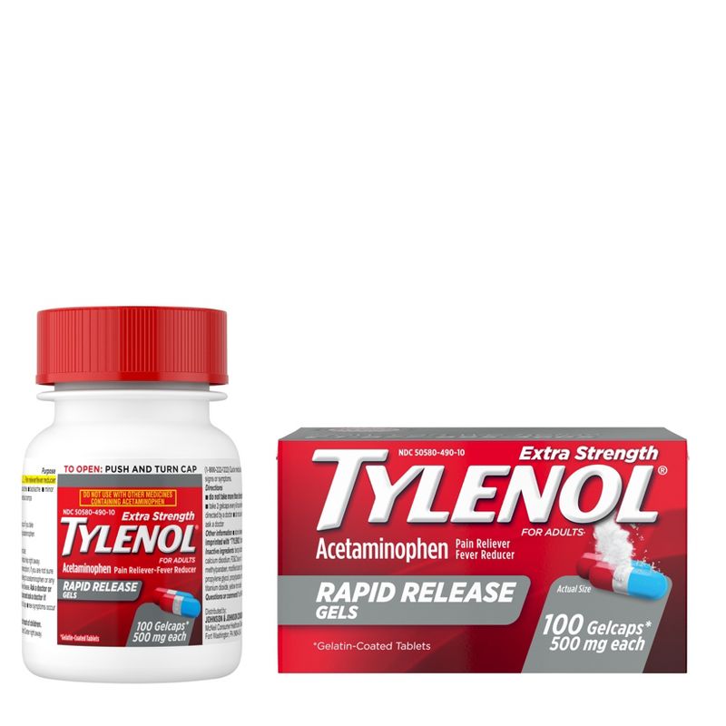 Tylenol Extra Strength Pain Reliever & Fever Reducer Rapid Release Gelcaps - Acetaminophen, 3 of 9
