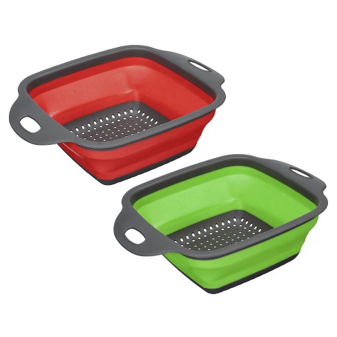 Unique Bargains Collapsible Colander Set Silicone Square Foldable ...