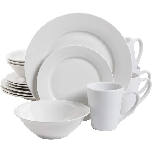 16pc Porcelain Beaded Rim Dinnerware Set White - Threshold™ : Target