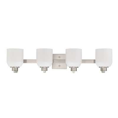 Sunset 4-Light Quartz Vanity Satin Nickel Opal Glass