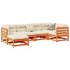 vidaXL Patio Sofa Set - Solid Pine Wood with Cushions, 6-Piece Garden Seating Lounge - Wax Brown Outdoor Furniture for Terrace/Yard - 2 of 4