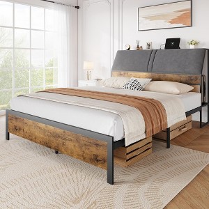 Full/Queen  Bed Frame with Charging Station - 1 of 4