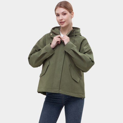 Rokka&Rolla Women's Full Zip Jacket Hooded Windbreaker-Olive, size XX Large