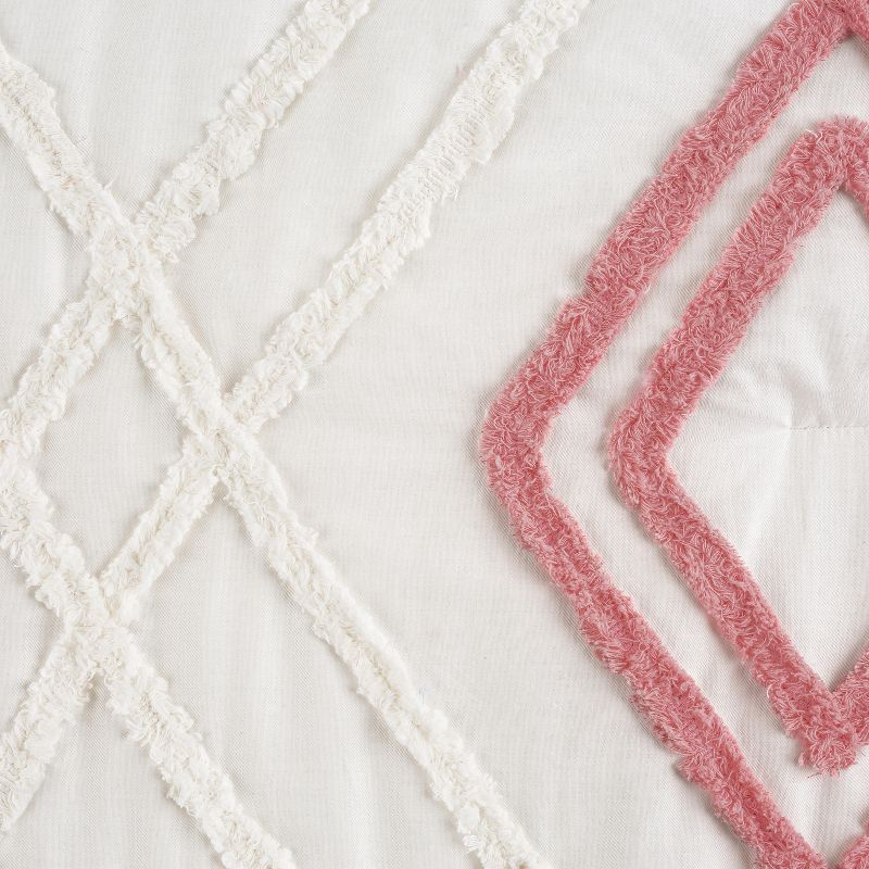 Sweet Jojo Designs Girl Baby Crib Bedding Set - Diamond Tuft Mauve Pink Ivory Off White 4pc, 4 of 7