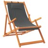 vidaXL Folding Beach Chairs in Gray Fabric - Adjustable Patio Seating with Eucalyptus Wood Frame - Outdoor Lounge Furniture Set of 2 - 3 of 4