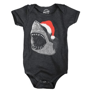 Santa Jaws Baby Bodysuit Funny Sarcastic Christmas Graphic Novelty Jumper For Infants - Crazy Dog Baby Bodysuit Gift For Christmas - 1 of 4