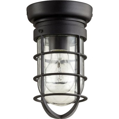 Quorum Lighting Bowery Glass Noir Flush Mount Light - 1 Light, 4.5 Width, 8.25 Height