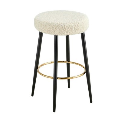 Resenkos Counter Bar Stools, Counter Stool,Counter Height Bar Stools Set of 2, Kitchen Stools Dining Chair Stools with Golden Footrest,White