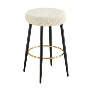 Resenkos Counter Bar Stools, Counter Stool,Counter Height Bar Stools Set of 2, Kitchen Stools Dining Chair Stools with Golden Footrest,White - 1 of 4