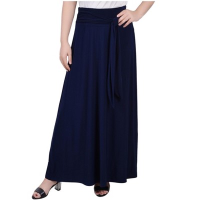 NY Collection Womens Jersey Stretch Tie Waist Maxi Skirt