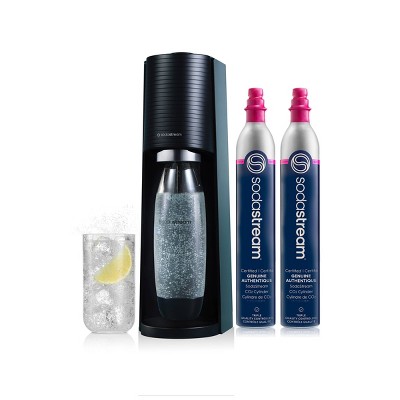 SodaStream Terra Sparkling Water Maker with Extra CO2 Cylinder and Carbonating Bottle Black