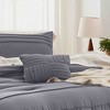 BAGOKIE 4-Piece Pinch Pleat Striped Bed in a Bag Comforter Set for All Season - 3 of 3