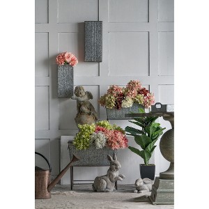 YUHAO Set of 2 Zale Rustic Metal Planters with Stands for Indoor Outdoor Home Garden Decor - L:20" x12" x19.5"， S:16.5" x9.5" x14.5" - 1 of 4