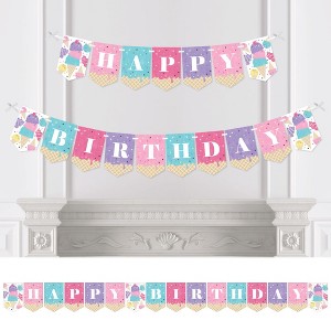 Big Dot of Happiness Scoop Up the Fun - Ice Cream - Sprinkles Birthday Party Bunting Banner - Birthday Party Decorations - Happy Birthday - 1 of 4