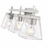 Lauren 3-Light Vanity Wall Light - Modern Steel Design with Clear Glass Shades - 3 of 4