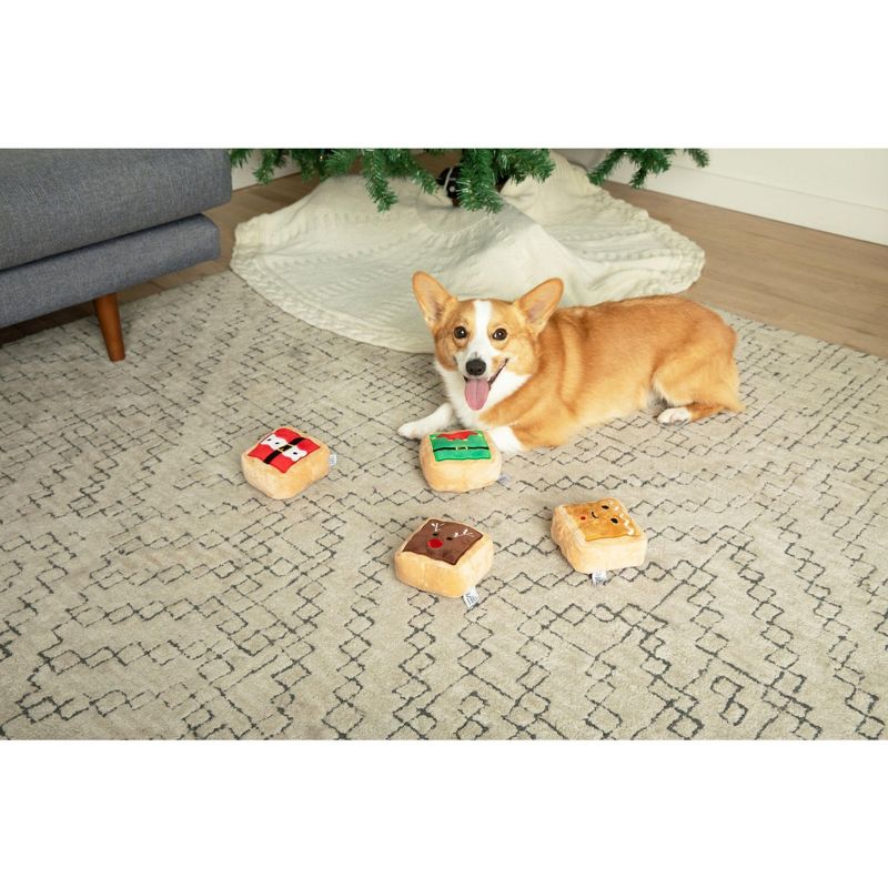 Midlee Gift Box Christmas Squares Sugar Cookie Plush Dog Toy-Reindeer, Gingerbread Man, Santa, Elf, 4 of 10