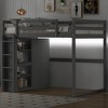 PAGED Full Size Loft Bed Simple Modern Metal Bed Frame with Desk, 3 Linen Drawers, LED and Guardrail for Bedroom - 2 of 4