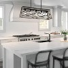 TOBILI 5-Light Distressed Black and Brushed Wood Lantern Geometric Chandelier - 3 of 4