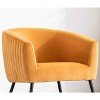 CAVINAS Velvet Accent Chair with Curved Stitched Back and Metal Leg,Cozy Upholstered Living Room Chairs,Reading Chairs for Living Room,Yellow - 2 of 4