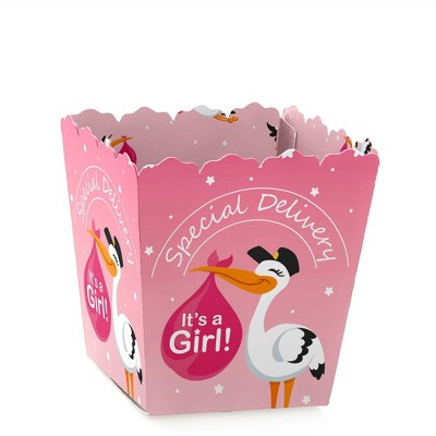 Big Dot of Happiness Girl Special Delivery - Party Mini Favor Boxes - Pink It's a Girl Stork Baby Shower Treat Candy Boxes - Set of 12