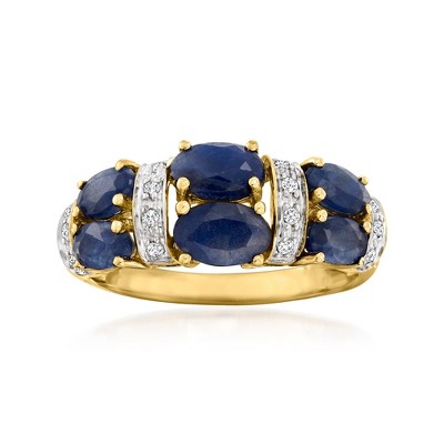 Ross-Simons 2.80 ct. t.w. Sapphire Ring With Diamond Accents in 14kt Yellow Gold