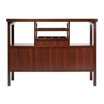 Walnut Finish Transitional Buffet Sideboard with Wine Storage